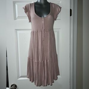 deep v neck mauve flowy mini dress